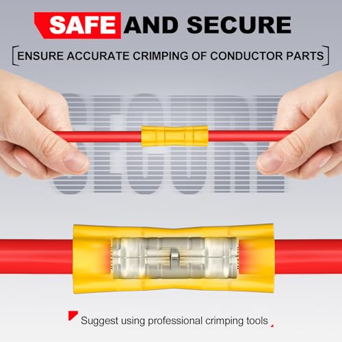 AIRIC Wire Butt Splice Connectors Kit Insulated Electrical Crimp Terminal - size: 200 PCS