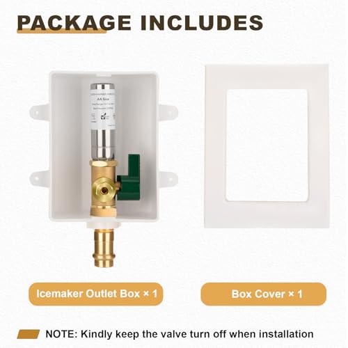 Ice Maker Outlet Box with Water Hammer Arrestor, 1/2-Inch Press x 1/4-Inch OD Compression with 1/4-Turn Ball Valve, Absorb Shock and Reduce Noise（Press tool required） - color: press/ss arrestor