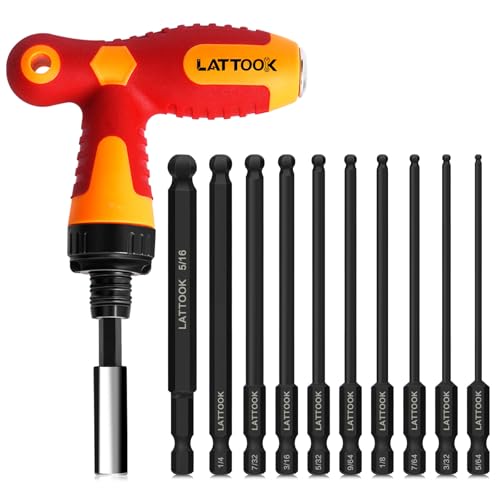SAE Ball End Hex Bit Set with T Handle Ratchet Driver - style: 10PCS Ball Hex Bits+T Handle