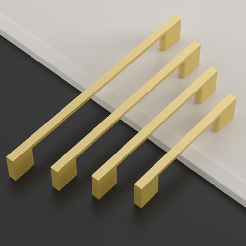 Asidrama 10 Pack 3.75 Inch(96mm) Brushed Gold Kitchen Cabinet Handles, Cabinet Pulls Kitchen Cabinet Hardware for Cupboard Drawer Pulls - color: Brushed Gold, size: 3.75" Hole Center(96mm), style: 10 Pack