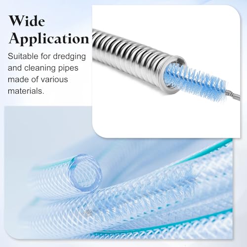 HARFINGTON 3pcs Flexible Long Drain Brush Straw Cleaner Set 35.43" Stainless Steel Double Ended Hose Brush with 8" Nylon Long Tube Pipe Cleaning for Fish Tank Sink Pipe, White - color: White, size: 90cm
