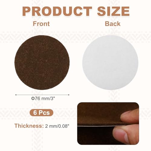 uxcell 6Pcs Lamp Base Felt, 3 Inch Dia 2mm Thick Adhesive Round Soft Felt Furniture Pads, Non-Slip Anti-Scratch Backed for Reading Light Table Lamp DIY Craft, Coffee - color: Coffee, size: 3 inch