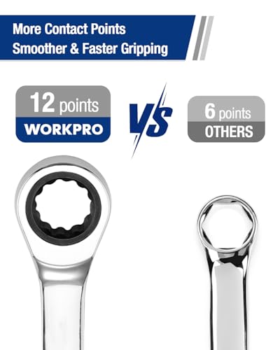 WORKPRO 10 mm Ratcheting Combination Wrench, Mirror Polish Chrome Plating - size: 10 mm, style: Mirror Polish