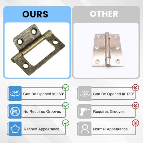 SDTC Tech 4-Pack Non-Mortise Door Hinges Bifold Butt Cabinet Hinges Bronze - color: Bronze