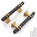 Haliwu 10 Pack 3 Inch Black and Gold Cabinet Pulls Zinc Kitchen Handles - color: Black & Matte Gold, size: Hole Center Spacing：76mm (3 inch)