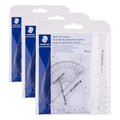 STAEDTLER Math Set - 4 pc Geometry Kit for Students - School Supplies with Clear Protractor, 6in Ruler & 2 Triangles – Metric & Imperial Scales (Pack of 3) - size: 4 Piece Set (Pack of 3)