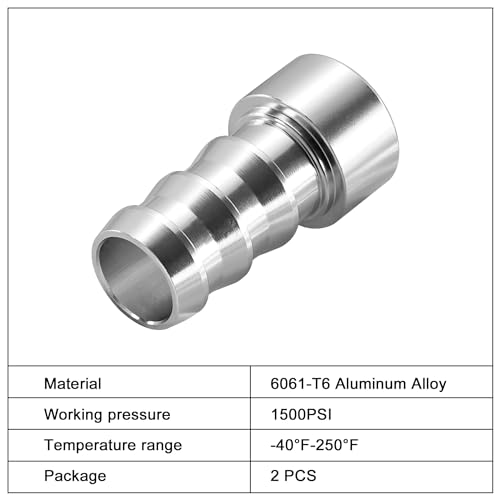 EVIL ENERGY 3/4" Weld On Hose Barb Tail Nipple On Bung Fitting Adapter Natural Aluminum 2PCS - size: 3/4 barb