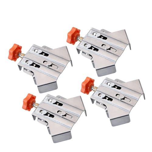 Akozon 4PCS Right Angle Clamp, 90 Degree Stainless Steel Woodworking Corner Clip, Open Design Adjustable Clamp for DIY Photo Frame, Wood, Metal Pipe, Steel Rod Projects
