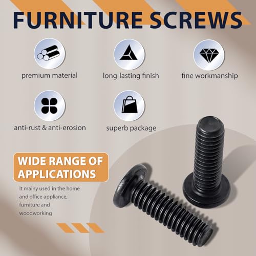 1/4-20 x 4 (10 Pack) Flat Head Hex Socket Cap Screws Bolts, Black Oxide 304 Stainless Steel 18-8, Hex Drive, Fully Machine Thread Furniture Bolts, with Hex Spanner - size: 1/4-20 x 4"