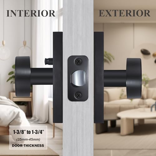 Black Door Knobs Matte Black Privacy Door Knobs Interior with Lock - color: Matte Black