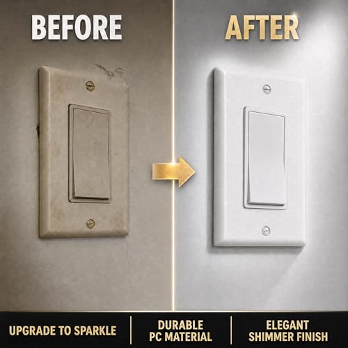 Premium White Light Switch Cover, Standard Size Single Gang Decora Rocker Wall Plate, Impact-Resistant Polycarbonate Plastic Faceplate, Screws Not Included, 1-Pack