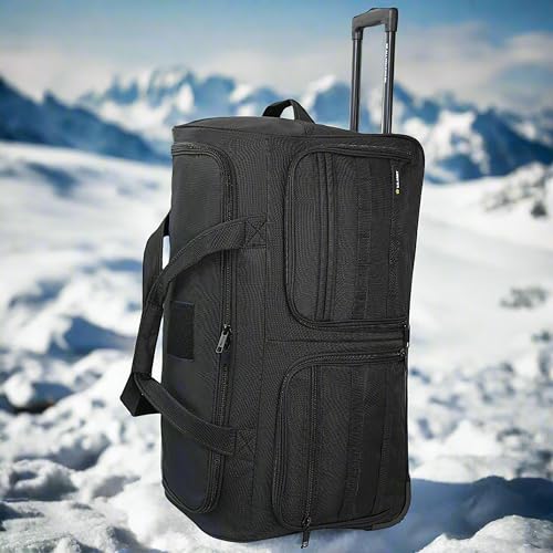 US Army ROMEO 28-inch Large Tactical Duffel Bag with Wheels | Heavy Duty Material, Molle Webbing, Water Resistant Military Rolling Bag for Travel, Deployment, and Camping - Black - color: Black, size: 28-inch