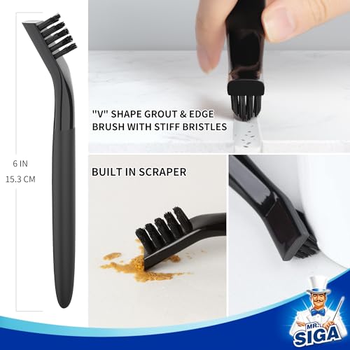 MR.SIGA Grout Cleaner Brush Set - Detail Cleaning Brush Set for Tile, Sink