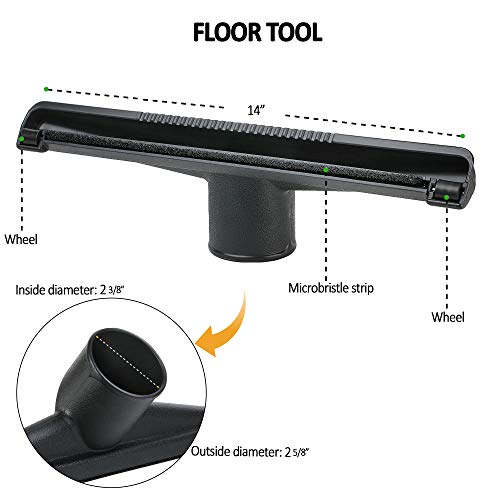 Shop Vac Accessories 2 1/2 inch Attachments (2.5 Wet Dry Vac Accessories - Extension Wands, Floor Brush, Dust Brush, Crevice Tool, Utility Nozzle, and Hose Kit (7-Pack Attachments) - size: 7-Pack Attachments