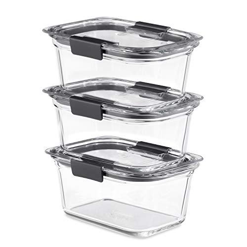 Rubbermaid Brilliance Glass Storage 4.7-Cup Food Containers with Lids Set of 3 Clear - size: 4.7 cups (6-Piece)