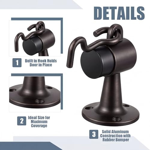 Yaocom 2 Pack Heavy Duty Floor Mounted Door Stop 3.5 Inch Aluminum Commercial Grade Door Stopper with Rubber Bumper & Stainless Steel Screws (Oil Rubbed Bronze) - color: Oil Rubbed Bronze