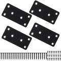 Metal Steel Flat Straight Brace Bracket, Black Double-Wide Joining Plate for Wood Furniture Fastening & Fixing with 2 Sets of Screws of Different Lengths (40x80mm, 4 Pack) - style: 1.5"×3.1"/40*80mm