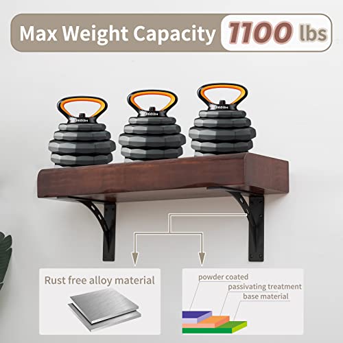 12"x10"x2.5" Heavy Duty Shelf Brackets, Max Load 1100 LBS, Premium Alloy Metal Mantel Support (Set of 2) - Countertop Support - (12 inch x 10 inch) - size: 12 inch x 10 inch