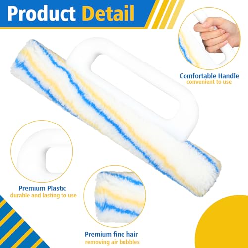Lothee 12.4 Inch Woven Wallpaper Smoothing Tool Wallpaper Smoothing Brush with Handle for Delicate Wallcoverings