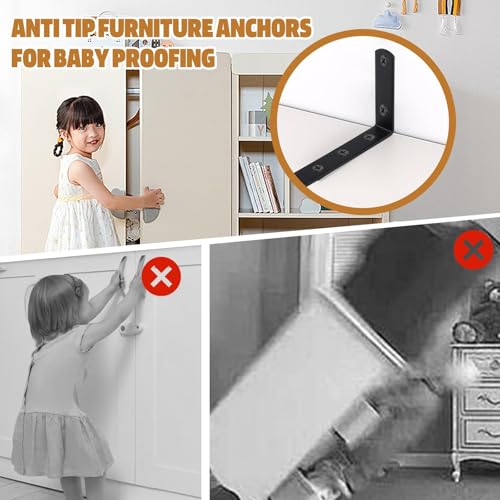 12 Pcs Anti Tip Furniture Anchors Baby Proofing 400 lbs Heavy Duty - color: 12 Pack