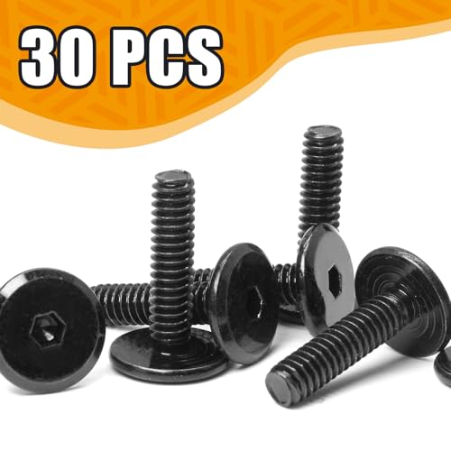 Biaungdo Flat Head Allen Bolts, 1/4-20 x 1 Inch, Black, 30 Pcs | Socket Cap Screws Joint Connecting Bolts Countersunk Screws Bolts for Furniture, Fully Threaded - size: 1/4-20 x 1 Inch