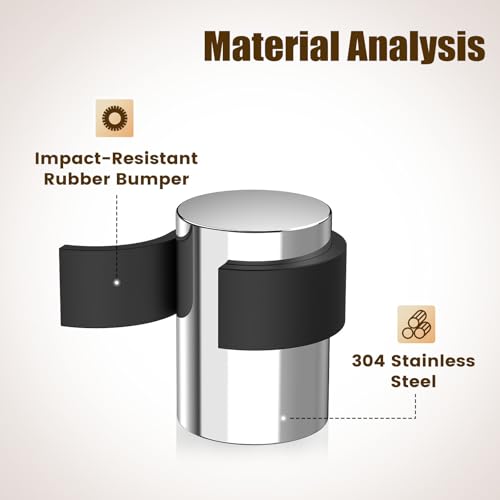 2 Pack Silver Mirror Finish Door Stoppers for Floor Mounting， Door Stopper Heavy Duty，304 Stainless Steel Cylindrical Made with Rubber Bumper，Floor Mount Door Holder Keep Door Open - color: Silver Mirror Finish, size: 2 Pcs