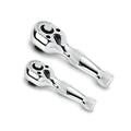 Powerbuilt 2 Piece 1/4-Inch and 3/8-Inch Stubby Ratchet Set, Quick-Release Reversible 72 Tooth, Tight Spaces, Mini Small Ratchet Wrench - 640927 - style: 2 Pc. Ratchet Set