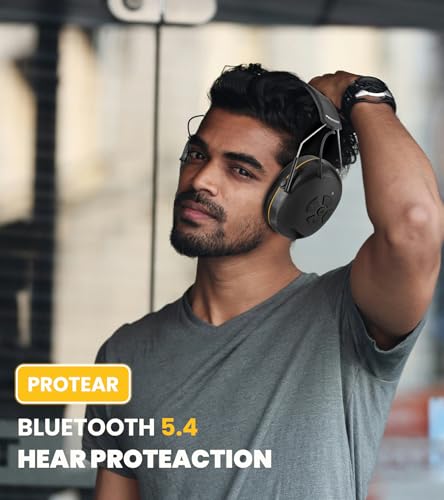 5.4 Bluetooth Hearing Protection Headphones 30dB, 48H Playtime Rechargeable - color: Black