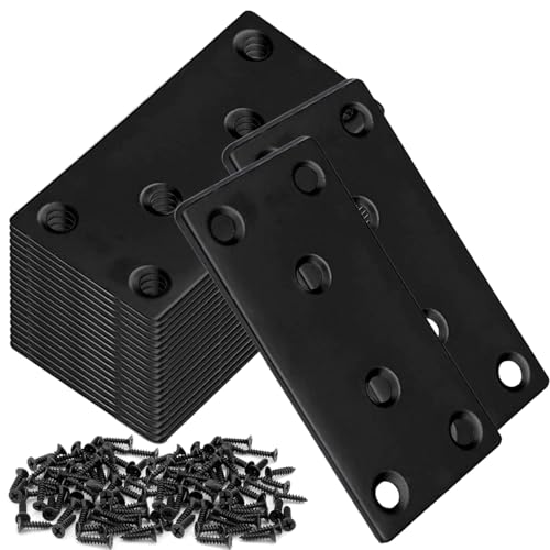 20 Pcs 3-1/8'' Black Mending Plates for Wood Straight Braces 80x40 mm Mending Plate Flat Bracket Steel Joining Connector for Furniture Fence Bookcase - size: 80MM-Black