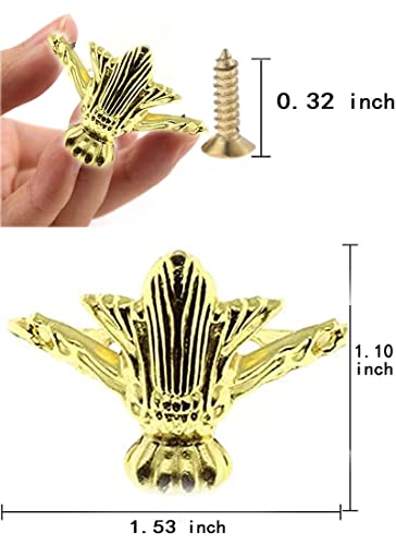 24 PCS Antique Brass Box Metal Feet Legs for Small Wood Jewelry Crafts Case - color: Gold