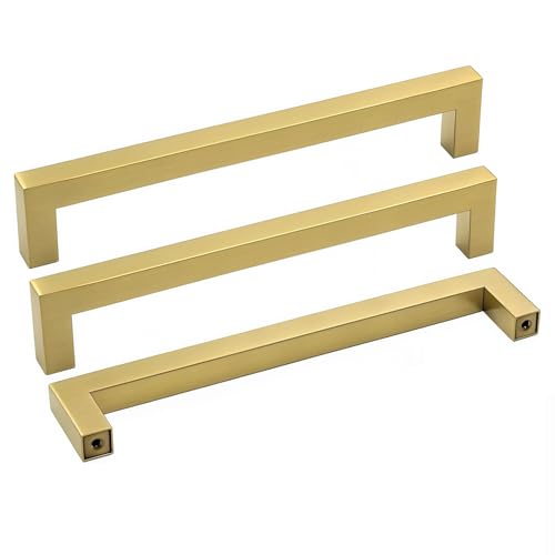 Goldenwarm 25 Pack 6-1/4 Inch Gold Cabinet Handles Gold Cabinet Pulls - color: Gold, size: 6-1/4in Hole Centers