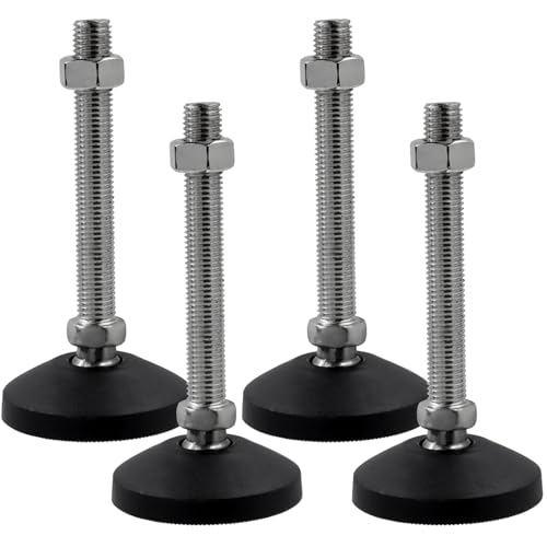 M16 Leveling Feet 880 Lb Capacity, 6.2 Inches Height - 3 Inches Base, 4Pcs - color: Black, size: D80xM16xH120mm