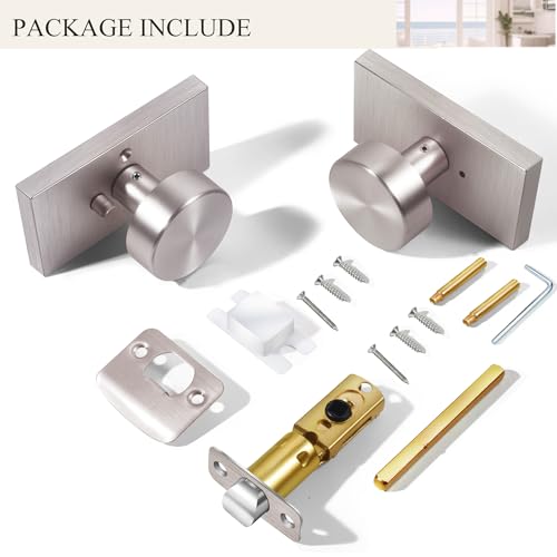 Brushed Satin Nickel Door Knobs Privacy Door Knobs Interior with Lock - color: Brushed Nickel