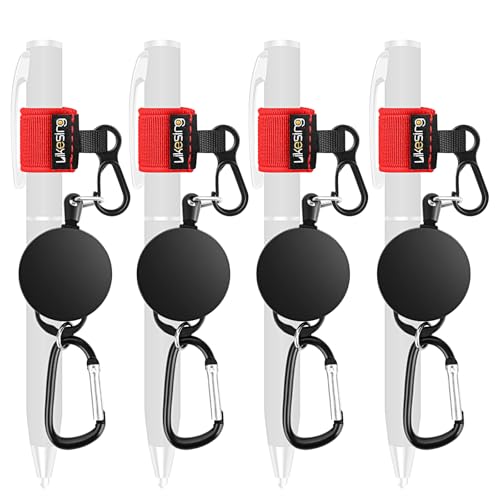 Likesing Retractable Pen Holder, 27.5" 4 Elastic Pen Leash Set(Red) - color: Red-4 CircularCilp