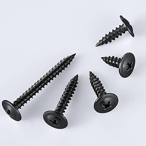 Wensilon (250 pcs)#8×1" Black Truss Head Wood Screws Quick Metal Self Tapping Zinc Oxide - color: Black, size: #8×1"
