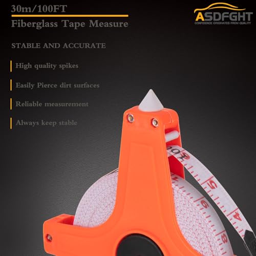 Open Reel Tape Measure 100 Feet, Fiberglass Tape Measure, Yard Measuring Tape Fit for Sports Field, Outdoor, Engineer,Track, Durable Dual-Sided Measuring Reel with Feet and Meters (1/2') - size: 30 m