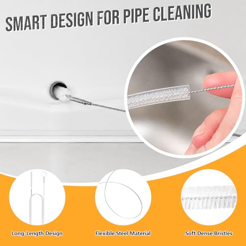 Drain Snake Clog Remover—60inch Sink Snake Brush,20inch Multi-tooth Clog Remover,18inch Cleaning Brush,Drain Auger Cleaner Tool Set for Bathtub,Fish Tank,Sewer,Kitchen Sink,Drainage Pipe(7PCS) - style: 7SET Light Duty