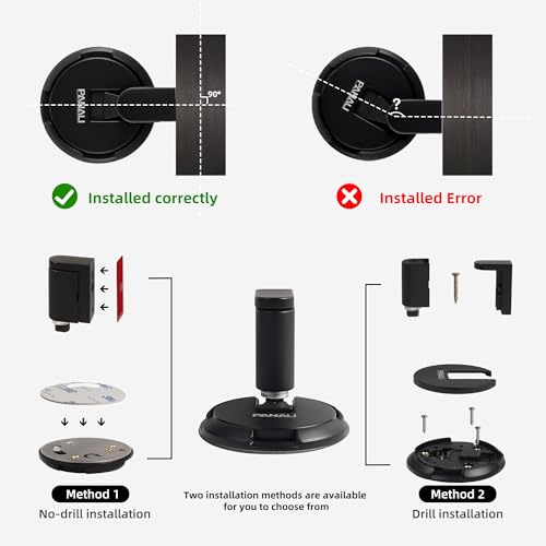 PANALI Magnetic Door Stopper, Windproof Door Stop, 1 Pack - color: Matt Black