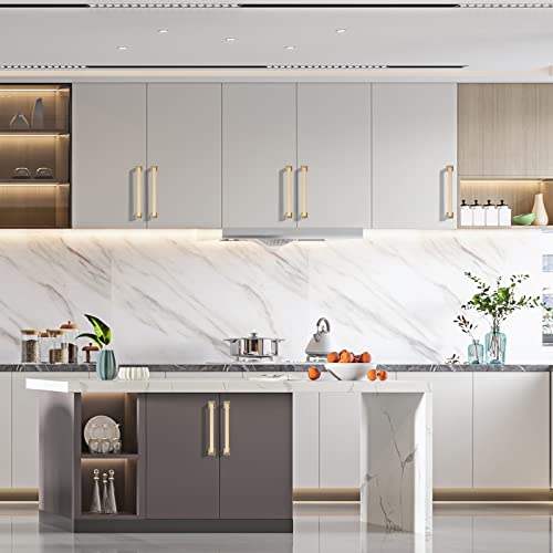 Asidrama 10 Pack 5 inch Brushed Brass Kitchen Cabinet Handles | Heavy-Duty Solid Zinc, 2 Screw Sizes, 5" Hole Center(128mm), Cupboards, Drawers, Dressers, Furniture, Hardware - color: Brushed Brass, size: 5" Hole Center(128mm)