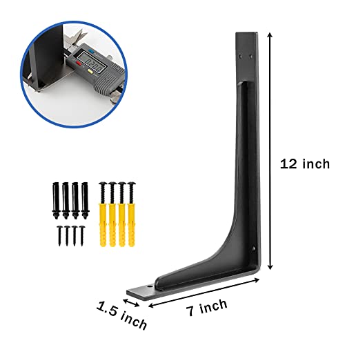 12inch x 7inch shelf brackets,L Shelf Brackets, die-cast formation, vertical Angle, premium alloy metal heavy duty shelf bracket, high strength Mounting Hardware Included, Corner Brace Joint,pack of 4 - size: 12 inch x 7 inch die-cast