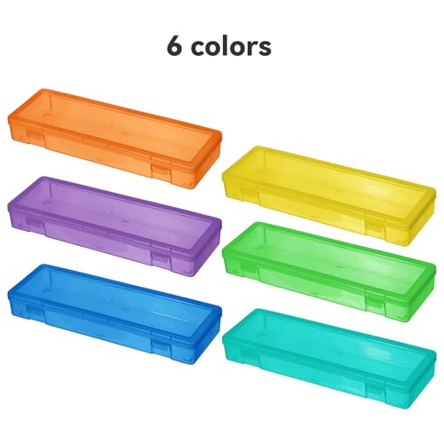 novelinks Small Plastic Containers with Lids and Plastic Pencil Boxes - color: 6 Pack Large -Color
