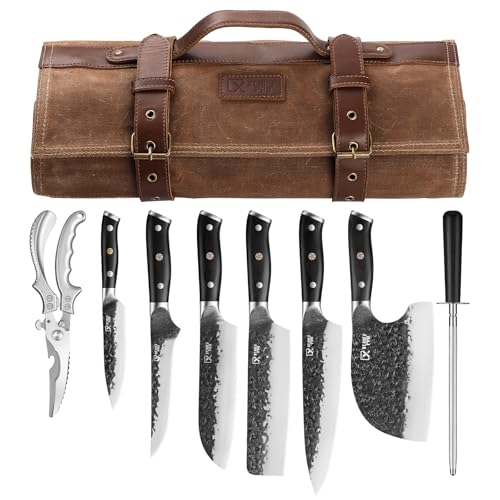 Chef Knife Set with Bag, Hand Forged High Carbon Steel BBQ Knives Set