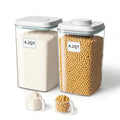 Airtight Food Storage Containers Set with One-Touch Lid, 2-Pack (4.22 QT / 4.0 L) Tall Stackable Durable PET for Bulk Rice, Flour & Baking Essentials Organizer. - color: 4.2Qt*2