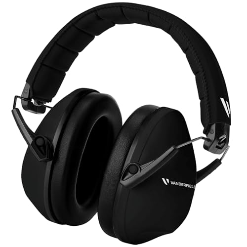 Kids Noise Canceling Headphones - 33 dB (2K Hz) - Ear Protection Earmuffs | Vanderfields' earmuffs protect child's hearing with certified noise-cancellation, soft ear cushions, and adjustable headband - color: Black