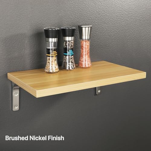 SAYAYO Wall Shelf Bracket 8 x 6 Inch, Stainless Steel Heavy Duty L Bracket - color: Brushed Nickel, size: 8 x 6 Inch (4 PCS)