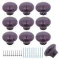 10-Pack Ceramic Cabinet Knobs Dark Purple 32mm Round Drawer Pull - color: Dark Purple