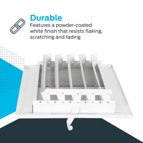 EZ-FLO 12 x 6 Inch (Duct Opening) Air Vent Cover for Wall or Ceiling, Two-Way Ventilation Register, Solid Steel HVAC Register Cover, White, 61612 (Pack of 2) - size: 12 in. x 6 in. (Pack of 2)