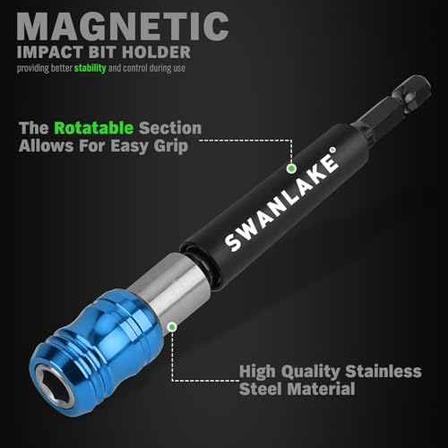 SWANLAKE Impact Torx Bit Set, 27-piece (TT7-TT40) 1''&2'' Security Tamper Proof Magnetic Screwdriver Bits, CNC Machined Tips, S2 Steel Long Torque Star Bits with 4'' Impact Bit Holder and Storage Box - style: Upgraded Version