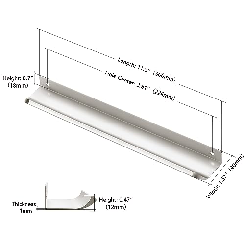 Ravinte Silver Finger Edge Pulls Drawer Edge Pulls 300mm/11.8 inch 6 Pack - size: 8.8" Hole Center,11.8" Overall Length