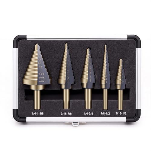 Step Drill Bit Set 5Pcs, HSS Step Drill Bits 50 Sizes - style: 5PC